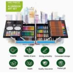 145 pcs Artist Colour Set -Multiple Kit, Professional Drawing Color Pencils, Oil Pastel, Sketches, Water Colors,Children Drawing Colouring Set without Cardboard Package Box (Unicorn Pink)